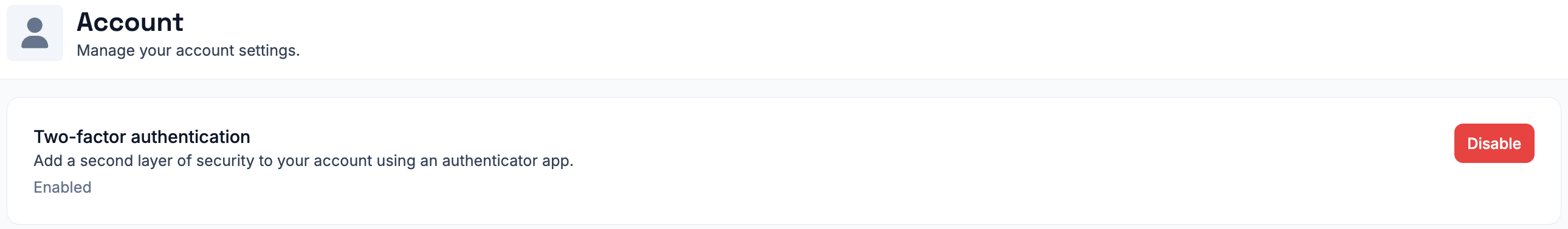 Disabling two-factor authentication