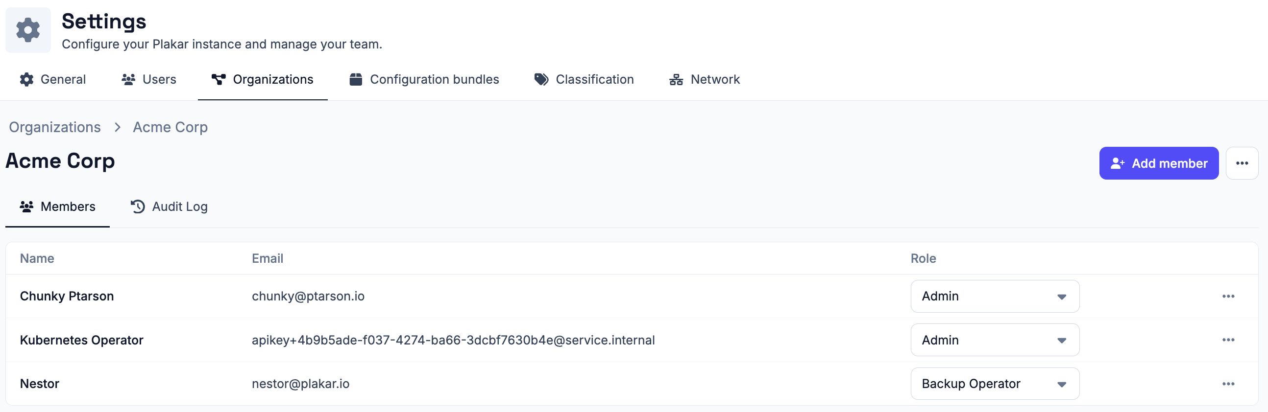 Managing users in an organization