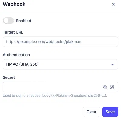 Webhook configuration
