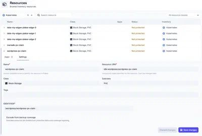 Managing a resource discovered by the Kubernetes inventory