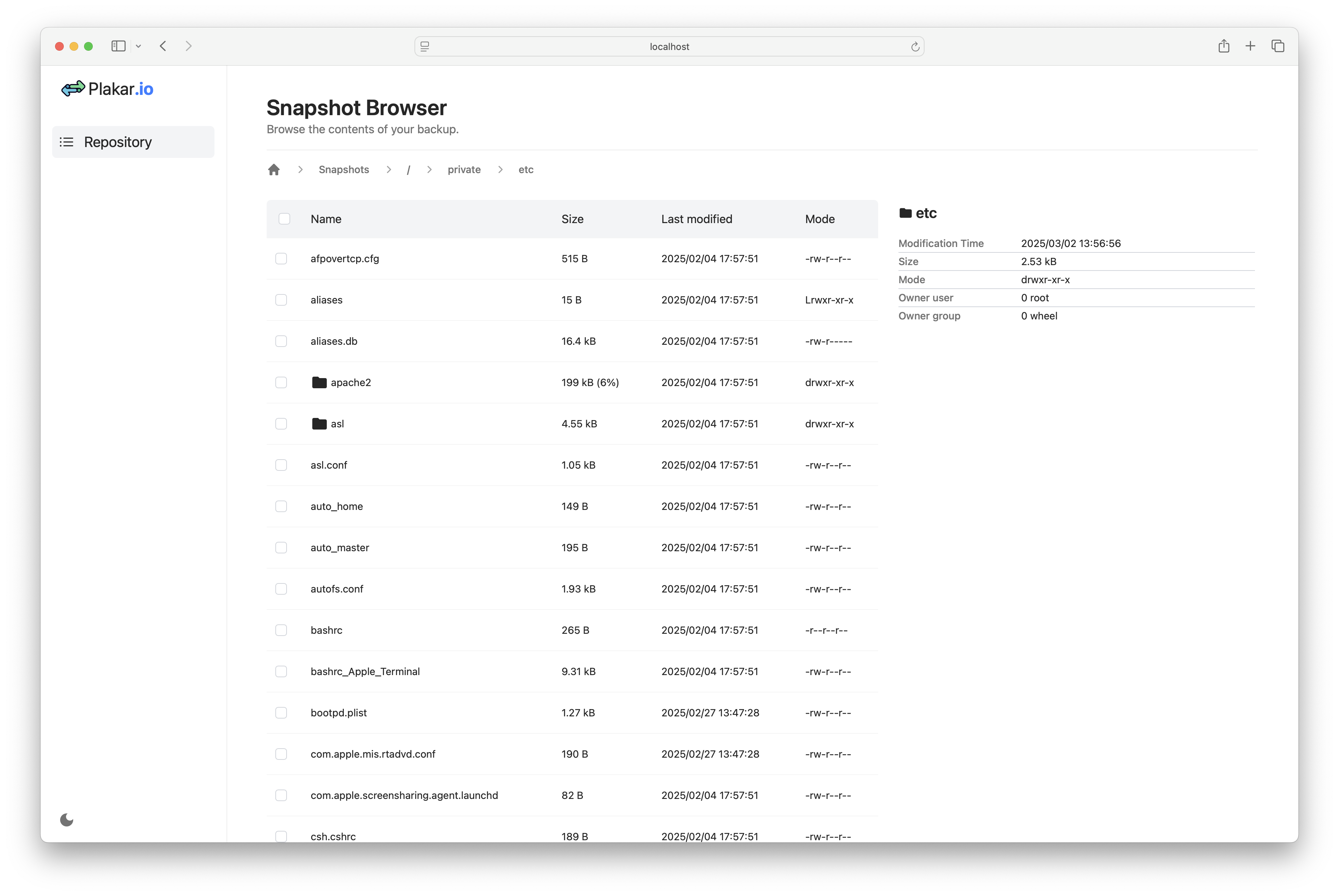 Web UI, light mode