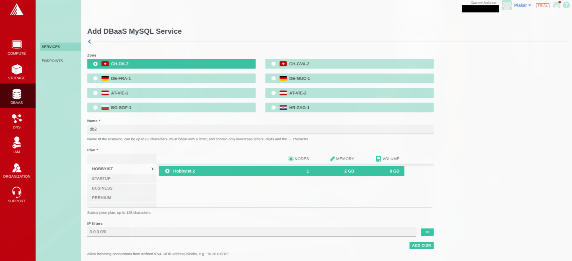 Setup a MySQL database
