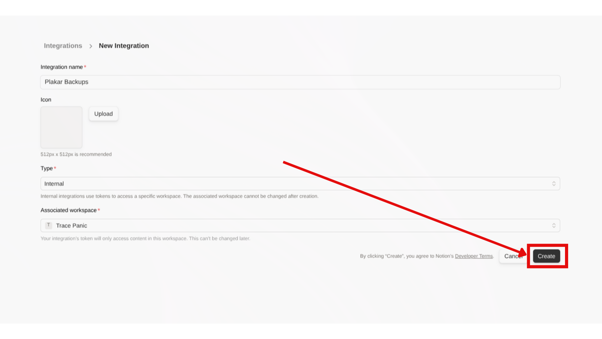 Creating a new internal integration