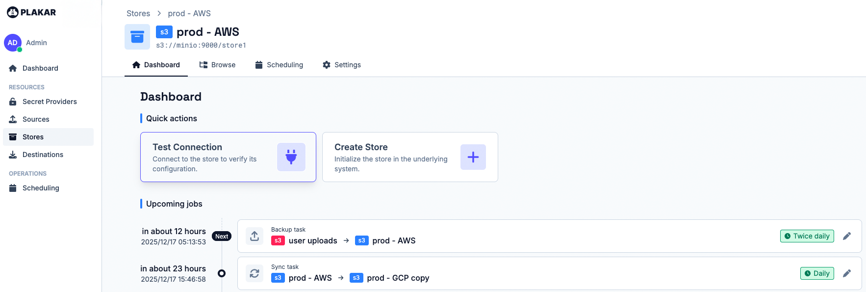 Plakar AWS Dashboard