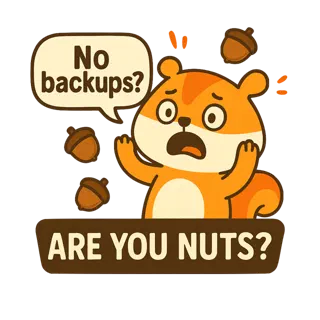 No Backups? You're Nuts, a Nestor sticker