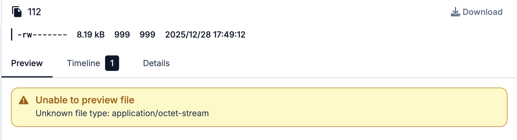 Plakar UI screenshot showing PostgreSQL can’t be previewed