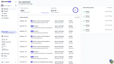 Plakar UI screenshot