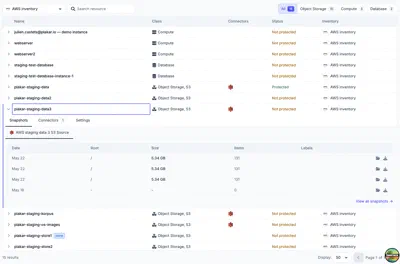 A Plakar table in context – the inventories view with pagination controls