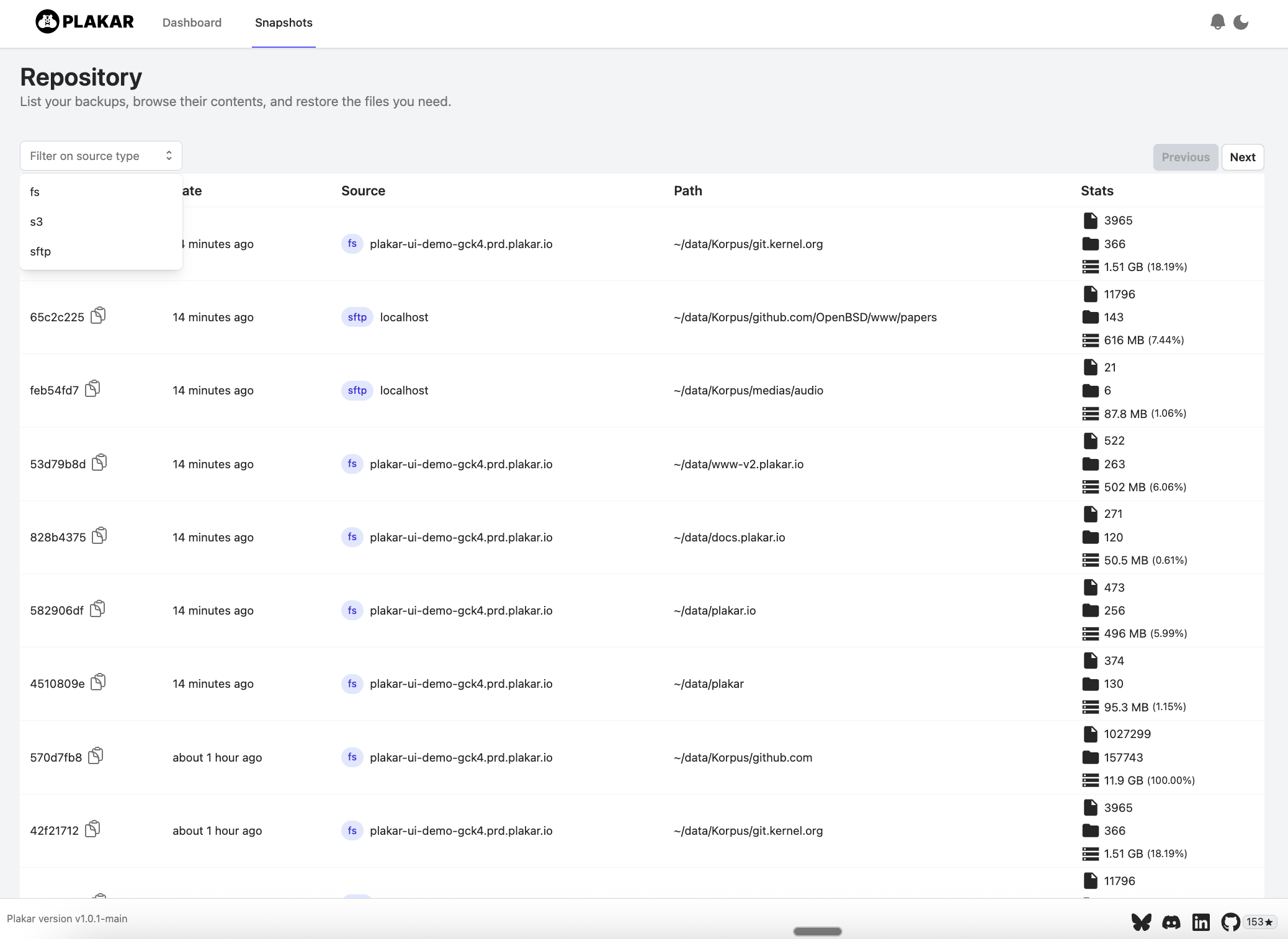 Snapshot browser